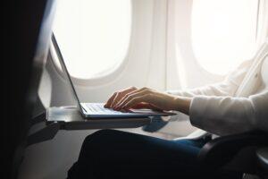 Using the flight time productively and working